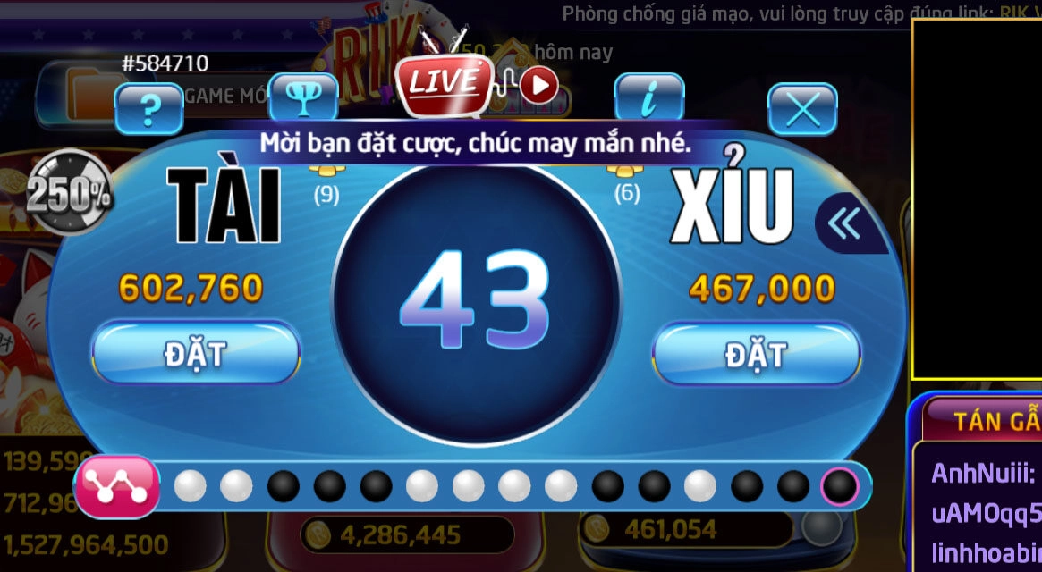 Nội dung luật chơi Tài Xỉu Rikvip cơ bản